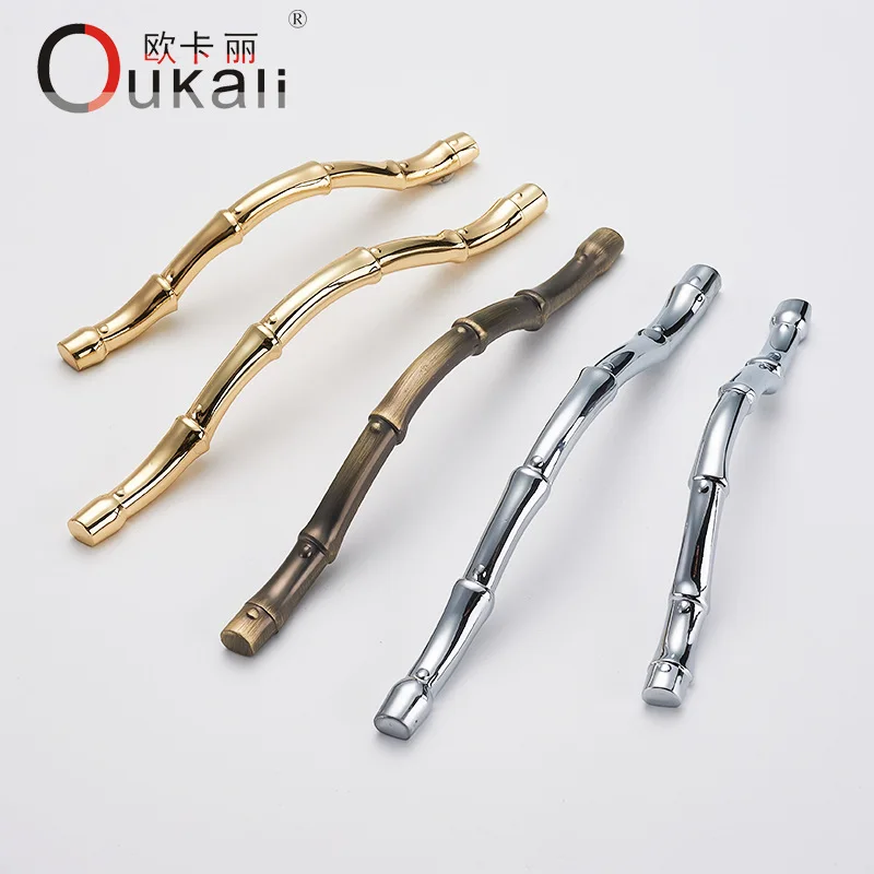 

Creative European Cabinet Pulls Zinc Alloy Bamboo Brushed Door Handle Handles for Drawers Nordic Kitchen Cabinets Storage Home