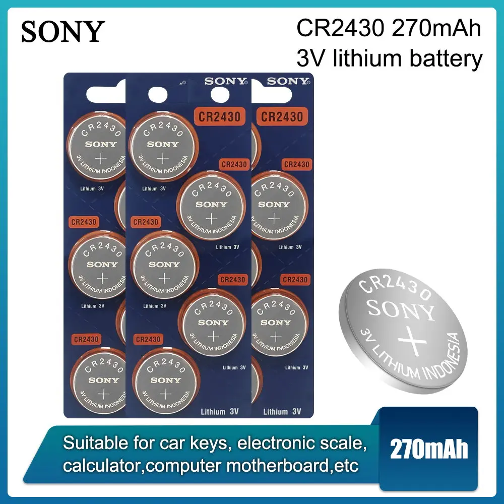 Оригинальный литиевый аккумулятор Sony CR2430 DL2430 CR 2430 3 в для умных часов, наушников, игрушек, часов, часов, слуховых аппаратов, кнопок, монет
Оригинальный литиевый аккумулятор Sony CR2430 DL2430 CR 2430 3 в для умных часов, наушников, игрушек, часов, часов, слуховых аппаратов, кнопок, монет