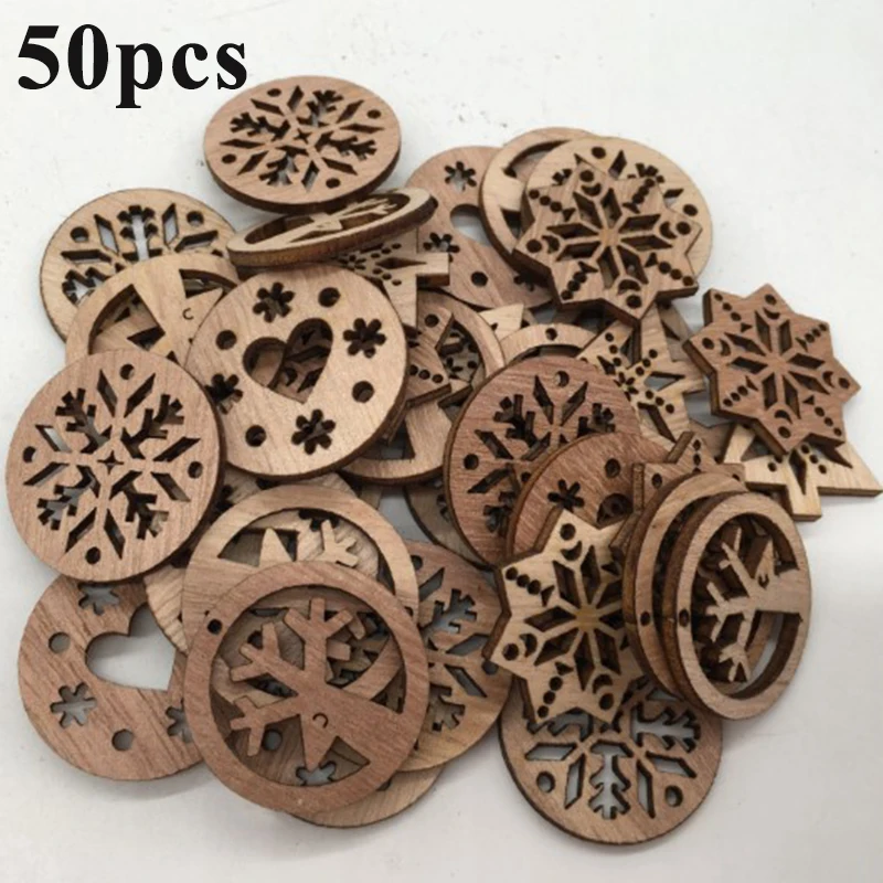 50pcs Christmas Wooden Snowflakes Heart Shape Vintage Decorations Xmas Tree Hanging Ornaments Home Wall Garden Party Decor
50pcs Christmas Wooden Snowflakes Heart Shape Vintage Decorations Xmas Tree Hanging Ornaments Home Wall Garden Party Decor