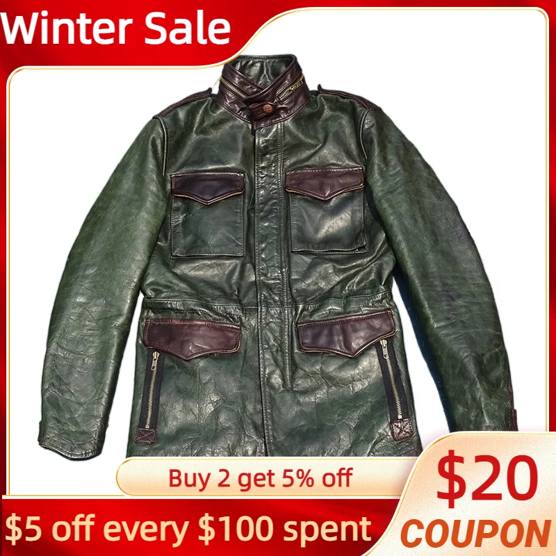 Green Men's Spring Jacket Safari Style Plus Size 5XL 100Kg Can Wear Natural Horsehide Autumn Slim Fit Genuine Leather Coats
Green Men's Spring Jacket Safari Style Plus Size 5XL 100Kg Can Wear Natural Horsehide Autumn Slim Fit Genuine Leather Coats
