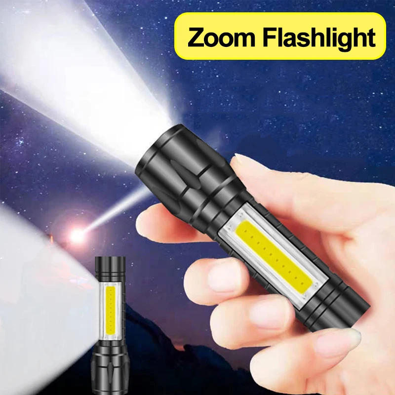 

Portable Mini LED Flashlights 4 Modes XPE COB Flashlight USB Charging Zoom Lights Lantern Waterproof Outdoor Camping Torch Lamp