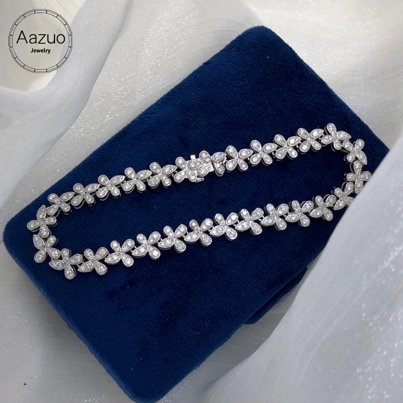 Aazuo 18K Premium Jewelry White Gold Natural Diamonds 2.1ct Flowers Bracelet For Woman Upscale Trendy Wedding Engagement Party
Aazuo 18K Premium Jewelry White Gold Natural Diamonds 2.1ct Flowers Bracelet For Woman Upscale Trendy Wedding Engagement Party