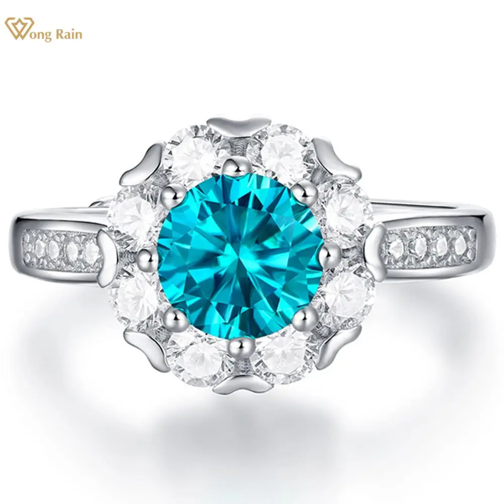 Wong Rain 925 Sterling Silver 1 Carat Round Cut Blue Real Moissanite Diamonds Wedding Engagement Rings Fine Jewelry With GRA
Wong Rain 925 Sterling Silver 1 Carat Round Cut Blue Real Moissanite Diamonds Wedding Engagement Rings Fine Jewelry With GRA