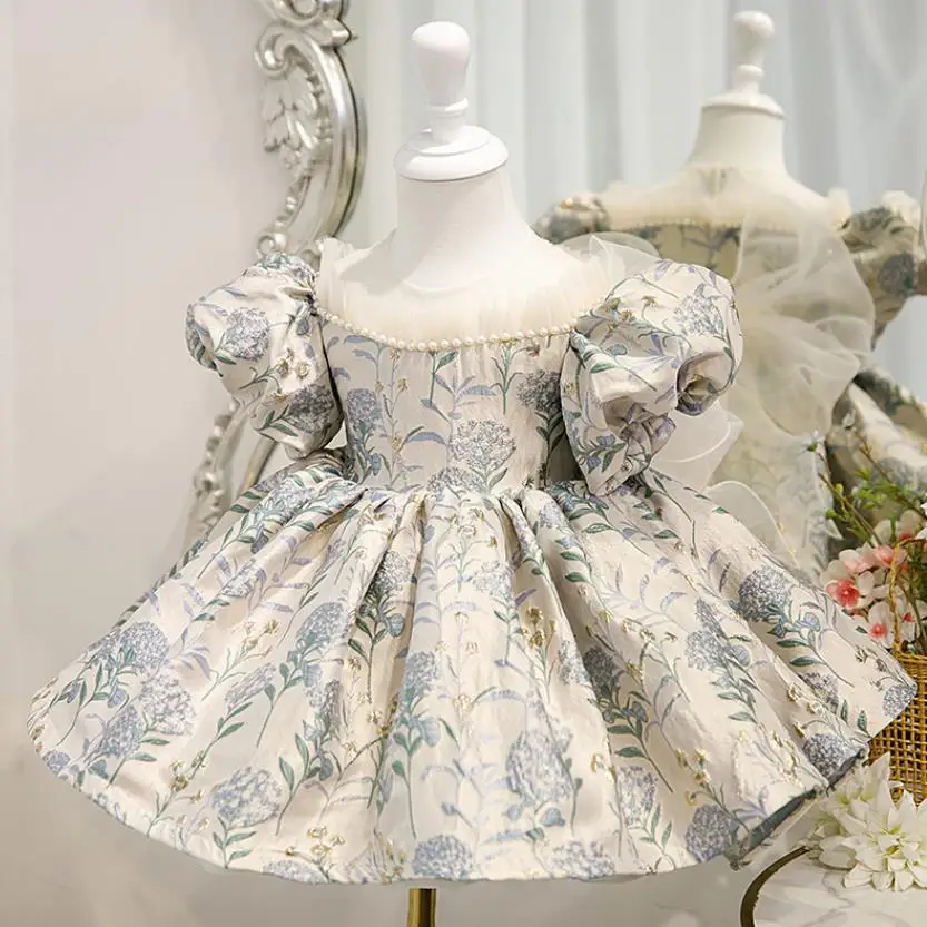 

Детское бальное платье принцессы испанской Лолиты с бисером, дизайнерская одежда для дня рождения и крещения, пасхальные платья для девоче...