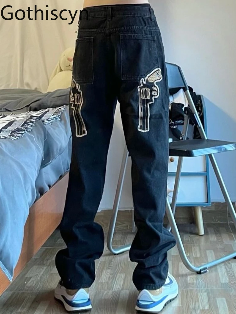 Черные джинсы goiscyn 2022 Gun, джинсовые брюки, мешковатые брюки-карго с широкими штанинами, женские уличные брюки в стиле хип-хоп, женская одежда 
Черные джинсы goiscyn 2022 Gun, джинсовые брюки, мешковатые брюки-карго с широкими штанинами, женские уличные брюки в стиле хип-хоп, женская одежда
