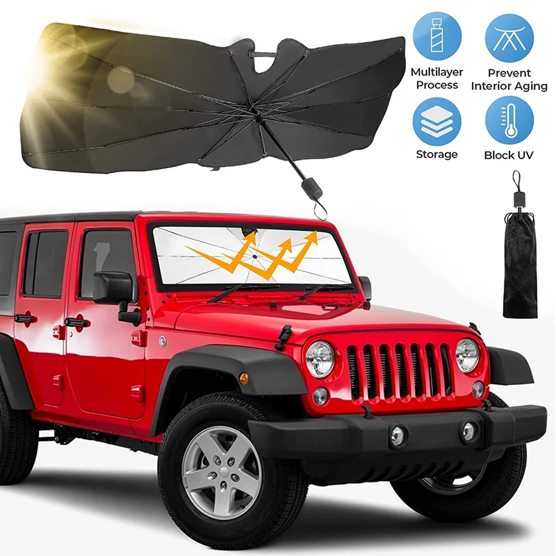 Car Inner Sun Visor Windshield Shade Umbrella for Wrangler JK JKU 2007-2018, Foldable UV Rays Block Reflector Umbrella
Car Inner Sun Visor Windshield Shade Umbrella for Wrangler JK JKU 2007-2018, Foldable UV Rays Block Reflector Umbrella