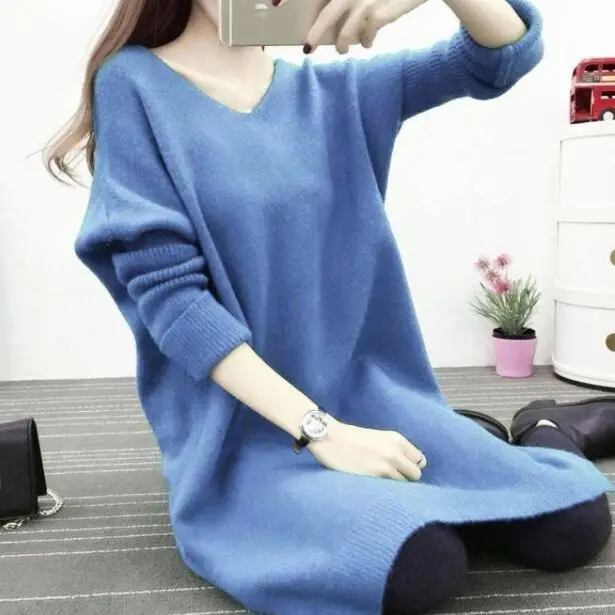 2021 New V-neck Long Sleeve Sweater Dress Women Autumn Winter Loose Tunic Knit Pullovers Sweater Casual Knitted Dresses NS4632
2021 New V-neck Long Sleeve Sweater Dress Women Autumn Winter Loose Tunic Knit Pullovers Sweater Casual Knitted Dresses NS4632