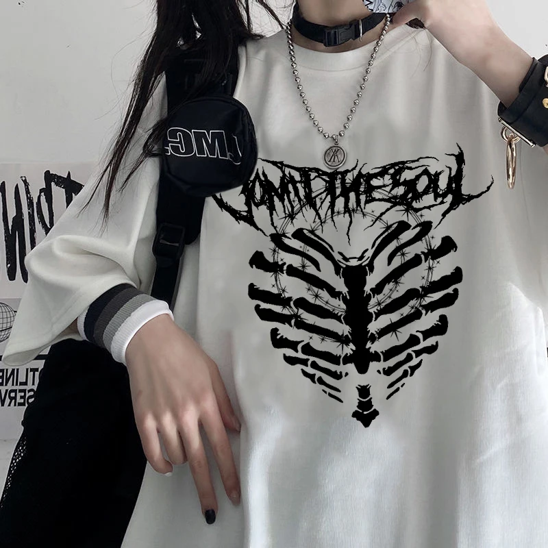 Harajuku casual short sleeve t-shirt summer y2k o-neck skull pattern stylish vintage punk style fashion gothic mujer Tops women
Harajuku casual short sleeve t-shirt summer y2k o-neck skull pattern stylish vintage punk style fashion gothic mujer Tops women
