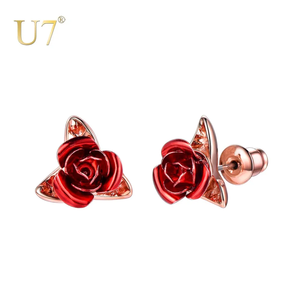 U7 Rose Flower Stud Earrings For Women Ladies Brincos Gift Rose Gold Color Simple Cute Earrings Party Wedding Jewelry E1015
U7 Rose Flower Stud Earrings For Women Ladies Brincos Gift Rose Gold Color Simple Cute Earrings Party Wedding Jewelry E1015