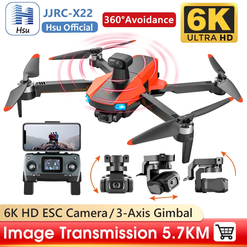JJRC X22 Drone 6K Professional 3-Axis Gimbal Brushless GPS 5G WIFI 360 Obstacle Avoidance 5.7KM 33min Flight RC Dron Quadcopter
JJRC X22 Drone 6K Professional 3-Axis Gimbal Brushless GPS 5G WIFI 360 Obstacle Avoidance 5.7KM 33min Flight RC Dron Quadcopter
