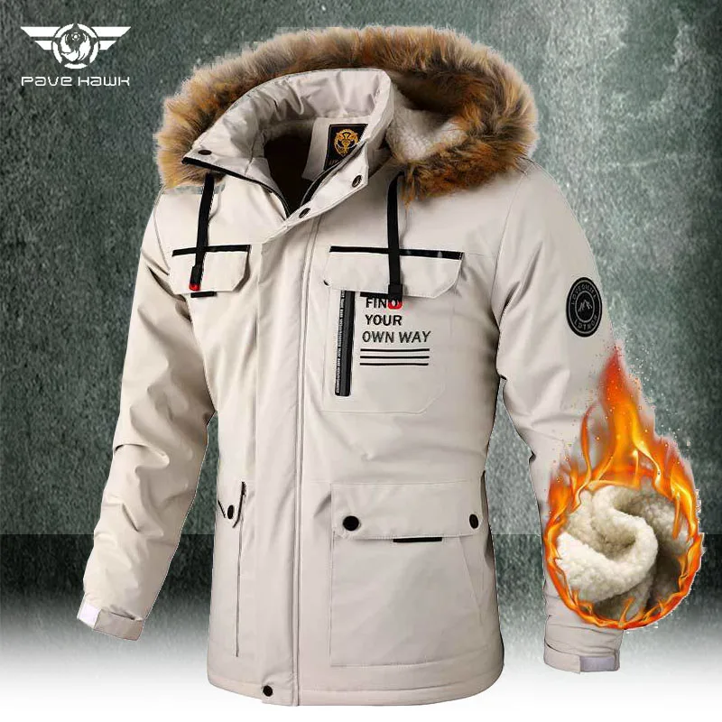 Мужская Зимняя Теплая Флисовая Толстая куртка, модная меховая куртка со съемным меховым воротником и капюшоном, водонепроницаемая ветровка, теплое зимнее пальто средней длины, Новинка 
Мужская Зимняя Теплая Флисовая Толстая куртка, модная меховая куртка со съемным меховым воротником и капюшоном, водонепроницаемая ветровка, теплое зимнее пальто средней длины, Новинка