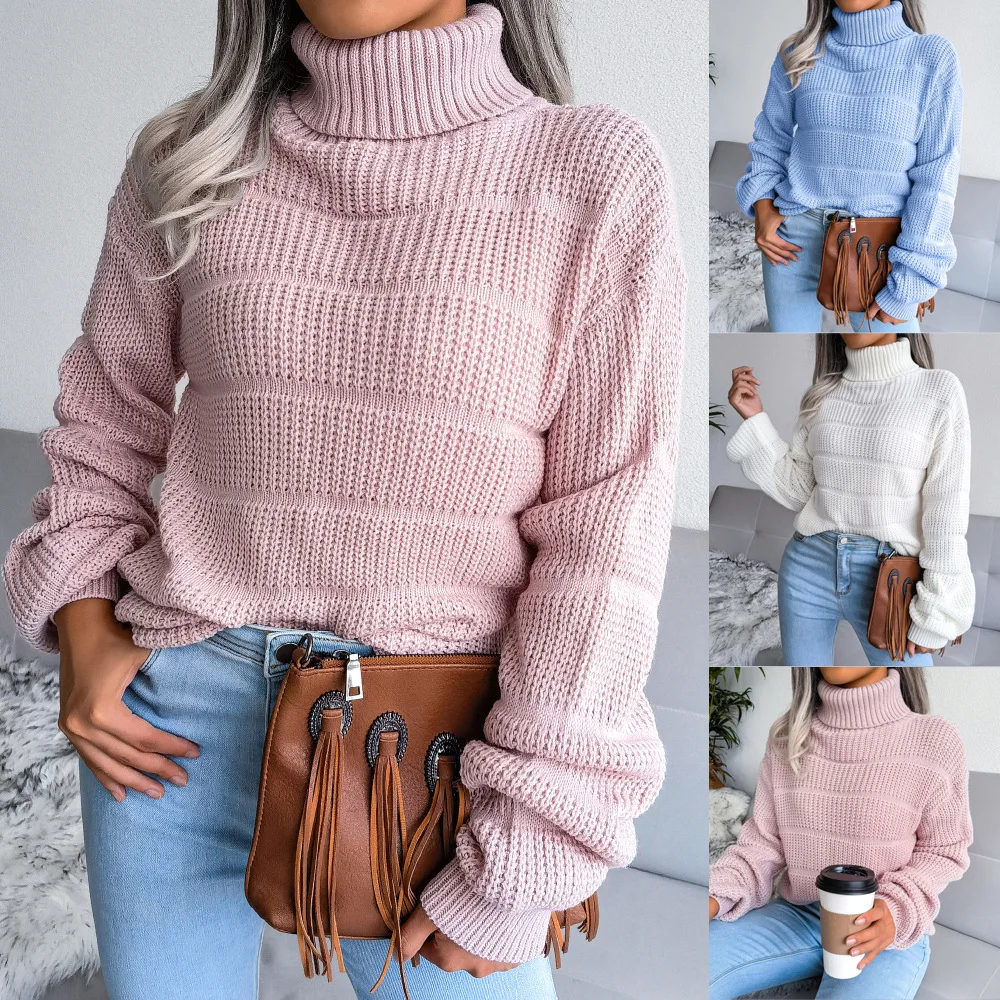 Ladies Turtleneck Knit Sweater Autumn and Winter Solid Color Hollow Long Sleeve Pullover Sweater Fashion Loose Sweater
Ladies Turtleneck Knit Sweater Autumn and Winter Solid Color Hollow Long Sleeve Pullover Sweater Fashion Loose Sweater