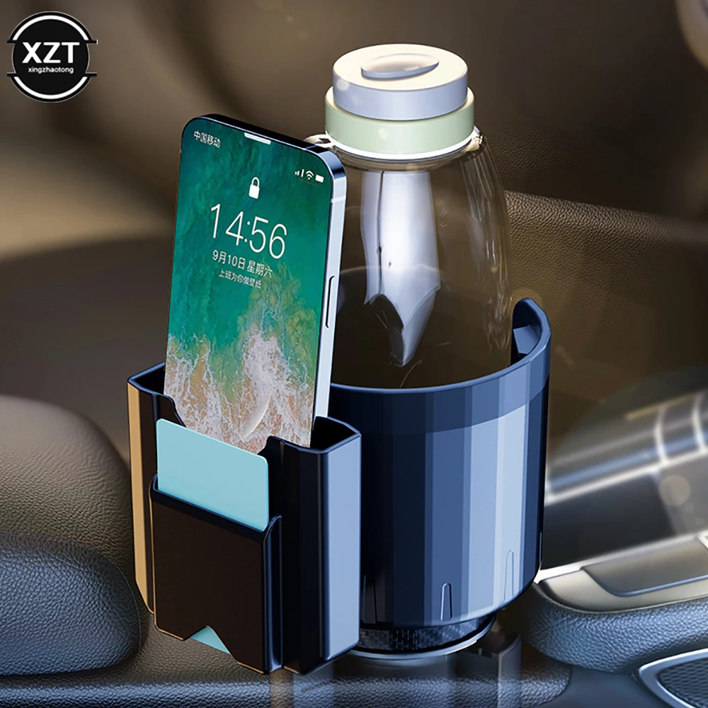 

2 In 1 Car Cup Holder Expander With Mobile Phone Holder AUTO Adjustable Rotatable Base Drink Bottle Holder Adapter Car Interiors