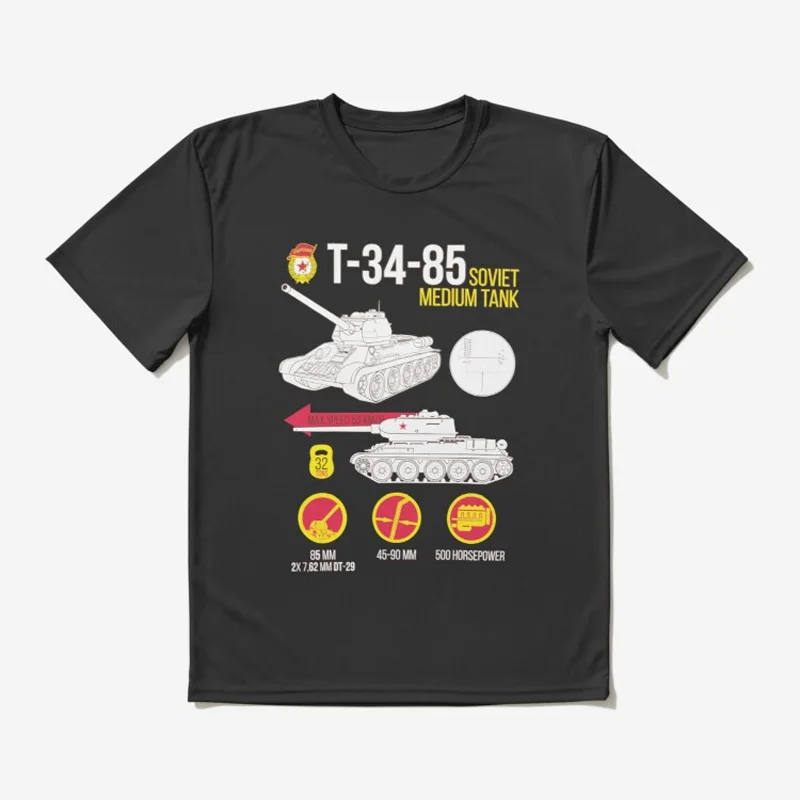 

Soviet T-34-85 Medium Tank WWII Tank Lovers Gift Mens T Shirt. Short Sleeve 100% Cotton Casual T-shirts Loose Top Size New S-3XL