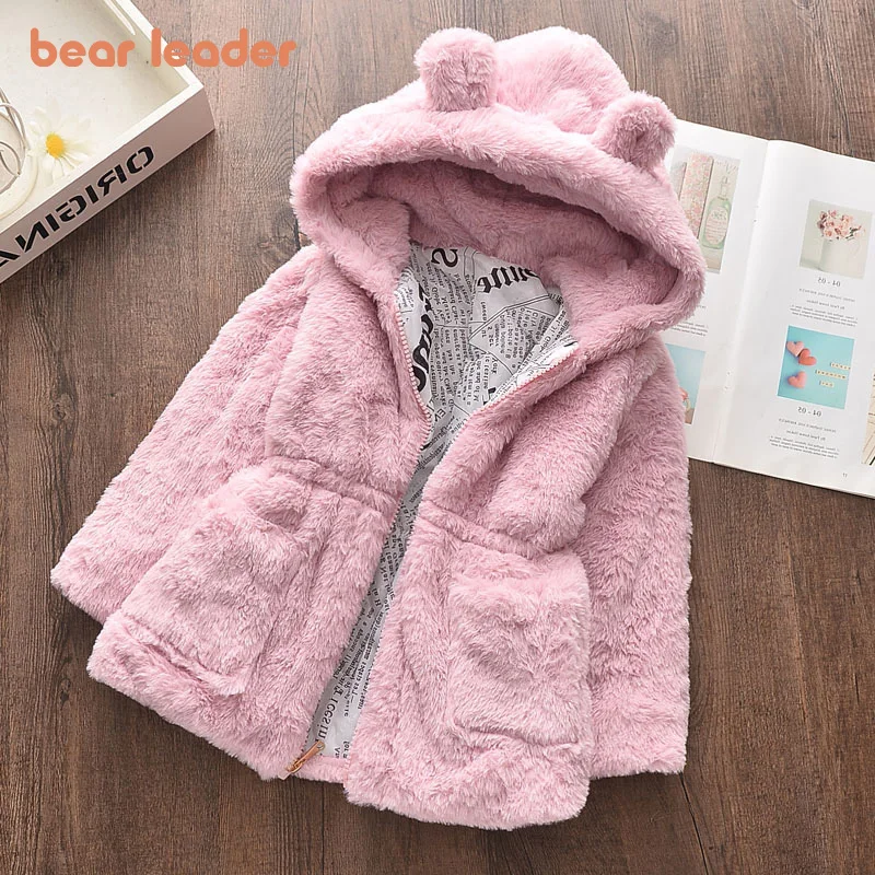 

Bear Leader/Одежда для маленьких девочек зимнее теплое меховое пальто новый шерстяной свитер для девочек куртка с меховой подкладкой утолщенное...