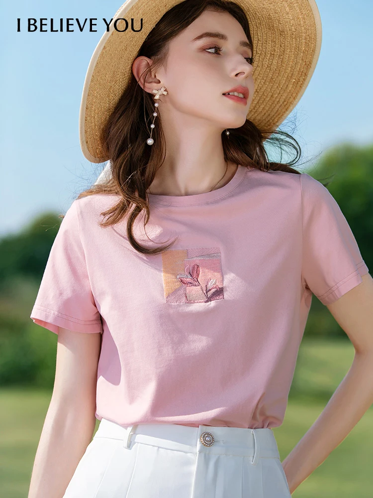 I BELIEVE YOU Summer Cotton T-shirt Women 2022 O-neck Short Sleeve embroidery Chic Elegant Tops Female Pink T-Shirt 2221014358
I BELIEVE YOU Summer Cotton T-shirt Women 2022 O-neck Short Sleeve embroidery Chic Elegant Tops Female Pink T-Shirt 2221014358