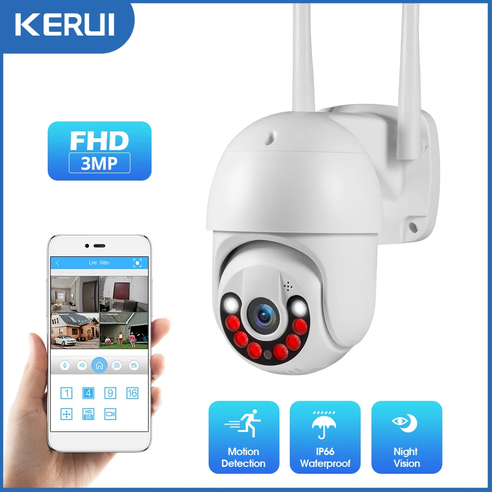 Домашняя ip-камера KERUI 3MP Full HD с поддержкой Wi-Fi подходит для 8-канальной