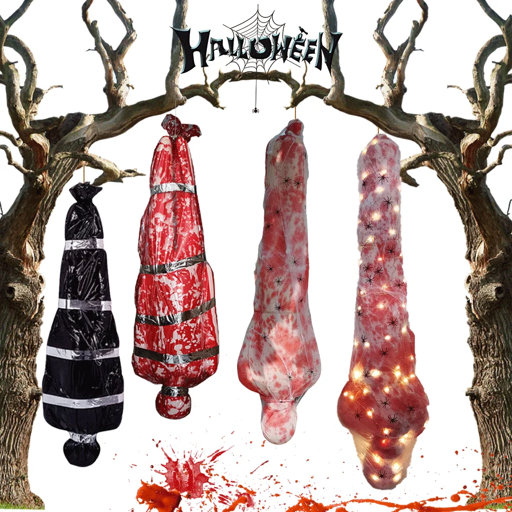59inch Halloween Corpse Props Set Outdoor Yard Creepy Shroud Decoration Horror Bloody Body Bag Haunted House Hanging Decorations
59inch Halloween Corpse Props Set Outdoor Yard Creepy Shroud Decoration Horror Bloody Body Bag Haunted House Hanging Decorations