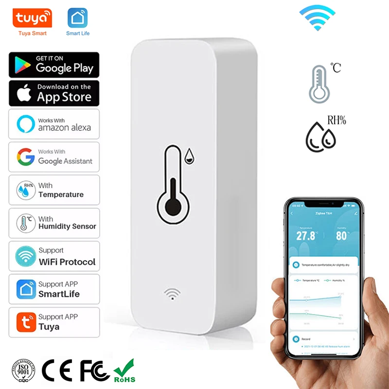 Tuya Smart Temperature And Humidity Sensor WiFi APP Remote Monitor For Smart Home var SmartLife Work With Alexa Google Assistant
Tuya Smart Temperature And Humidity Sensor WiFi APP Remote Monitor For Smart Home var SmartLife Work With Alexa Google Assistant