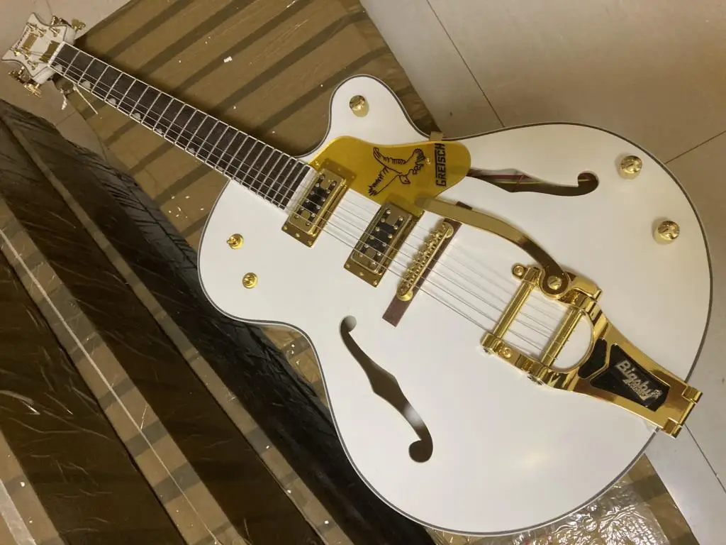 Factory Custom THE WHITE FALCON 6120 Semi Hollow Body Jazz Tuners Electric Guitar With Tremolo @20
Factory Custom THE WHITE FALCON 6120 Semi Hollow Body Jazz Tuners Electric Guitar With Tremolo @20