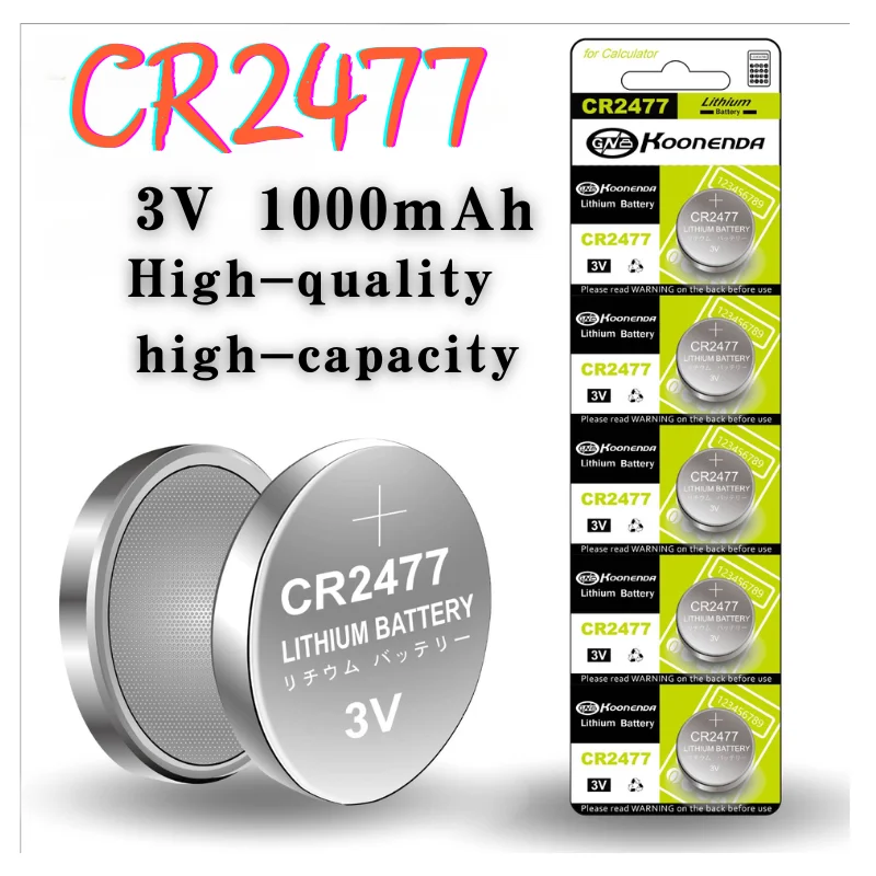 

CR2477 3V Button Lithium Battery 1000mAh for Calculator Flashlights High Performance High Temperature Resistant Watch Coin Cell