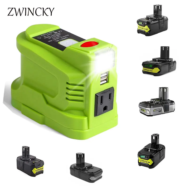 Inverter Generator 150W Powered For Ryobi 18V Lithium Battery Portable Power Station with USB 200lm LED Light DC 18V To AC 110V
Inverter Generator 150W Powered For Ryobi 18V Lithium Battery Portable Power Station with USB 200lm LED Light DC 18V To AC 110V