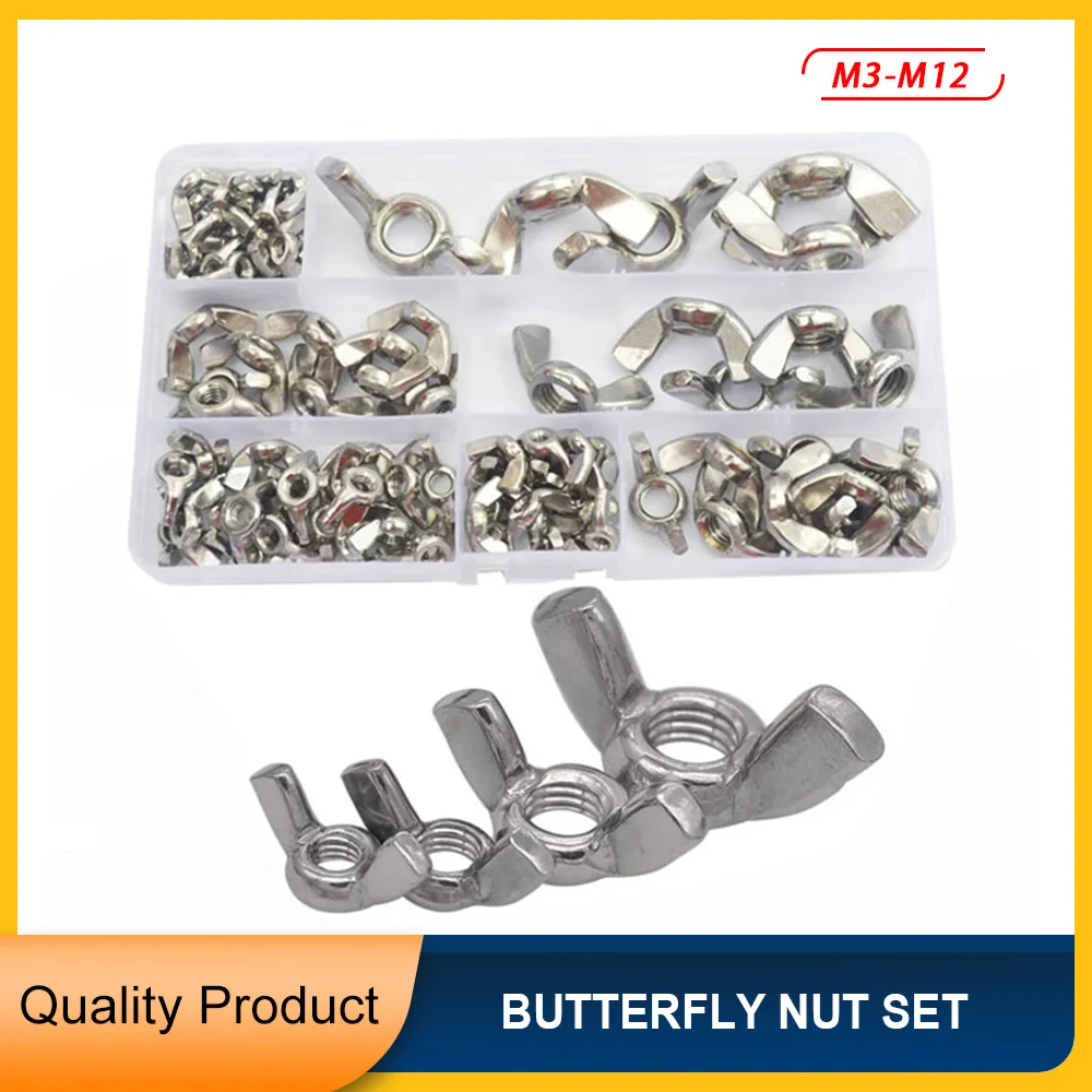 M3 M4 M5 M6 M8 M10 M12 Butterfly Nut 304 Stainless Steel Nut Thread Metric Metalworking Finger Shaped Hand Fasten Assortment Kit
M3 M4 M5 M6 M8 M10 M12 Butterfly Nut 304 Stainless Steel Nut Thread Metric Metalworking Finger Shaped Hand Fasten Assortment Kit