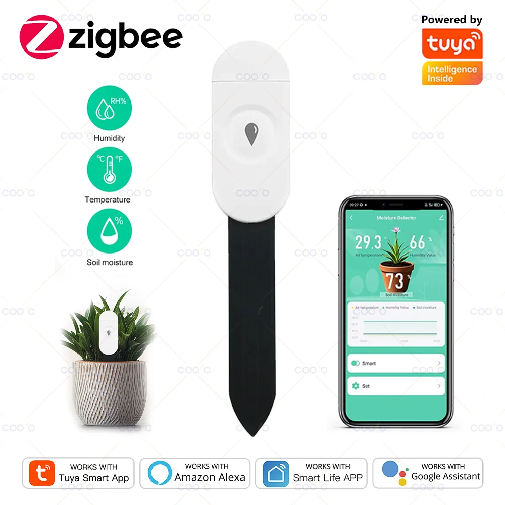 Умный датчик влажности почвы Tuya ZigBee, измеритель температуры и влажности, термогигрометр, детектор орошения для автоматизации сада
Умный датчик влажности почвы Tuya ZigBee, измеритель температуры и влажности, термогигрометр, детектор орошения для автоматизации сада