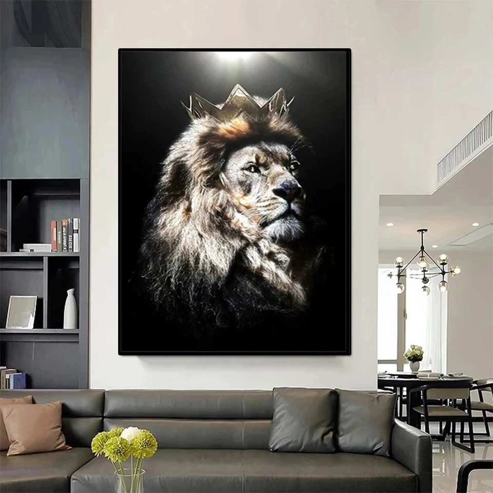 

5D алмазная живопись «Лев с короной», «сделай сам», современное животное, вышивка крестиком, искусство алмазов, вышивка, мозаика, подарки для ...