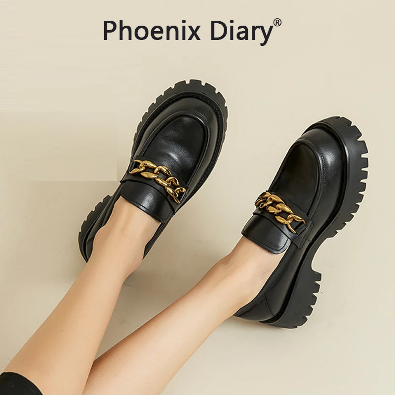 Loafers Women's Genuine Leather Soft Cowhide Platform Shoes Round Toe Metal Chain Small Leather Shoes Ladies Flat Shoes Handmade
Loafers Women's Genuine Leather Soft Cowhide Platform Shoes Round Toe Metal Chain Small Leather Shoes Ladies Flat Shoes Handmade