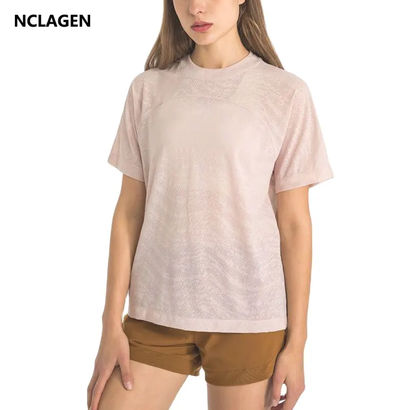 Фото NCLAGEN спортивные футболки для женщин весна-лето 2022 модный универсальный топ