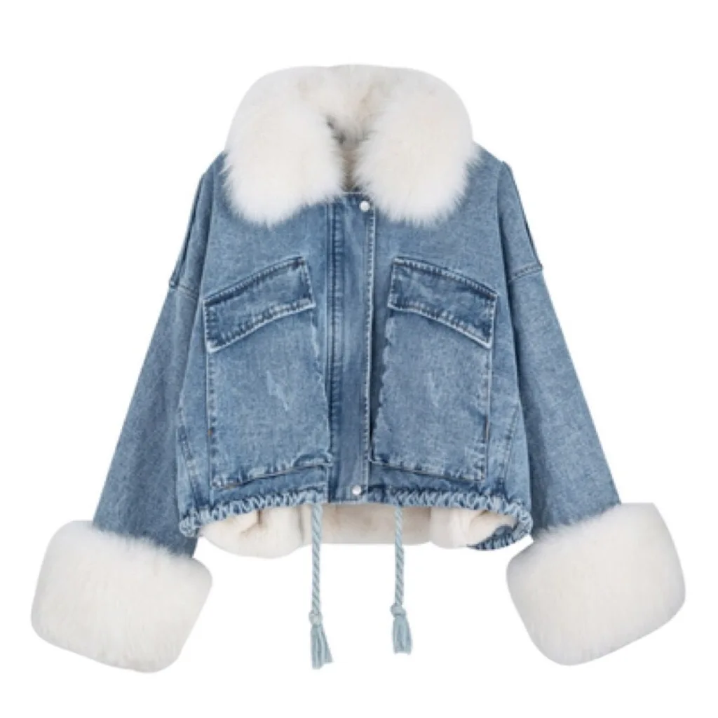 Casual Denim Jacket Women Jacket Winter Long Sleeve Thick Coat Fashion Elegant Faux Fur Outwear Solid Loose Overcoats Streetwear
Casual Denim Jacket Women Jacket Winter Long Sleeve Thick Coat Fashion Elegant Faux Fur Outwear Solid Loose Overcoats Streetwear