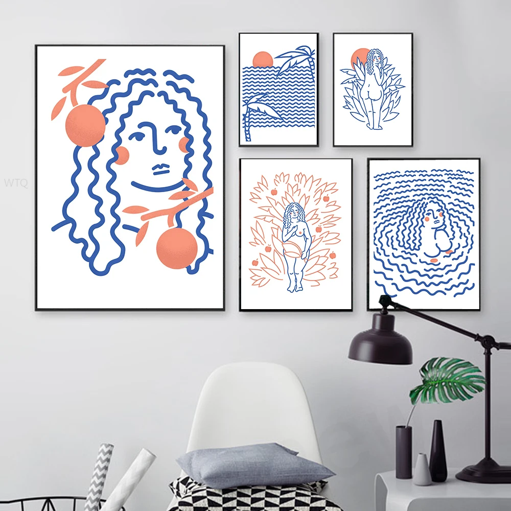 Nordic Cartoon Abstract Line Sea Posters Prints Eve's Dream Canvas Painting Fruit Moon Art Pictures For Living Room Wall Decor
Nordic Cartoon Abstract Line Sea Posters Prints Eve's Dream Canvas Painting Fruit Moon Art Pictures For Living Room Wall Decor