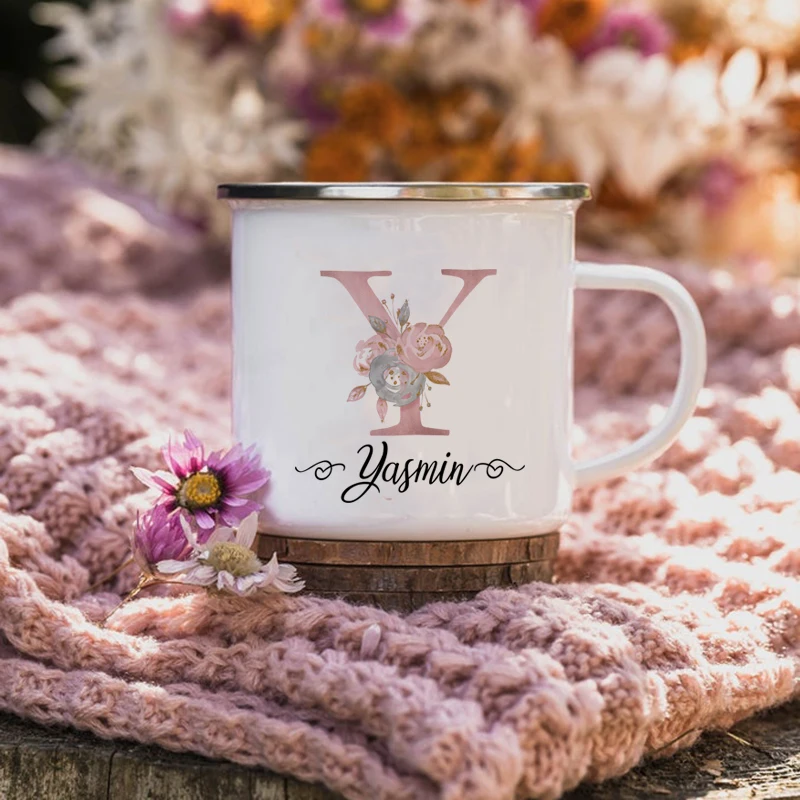 

Custom Coffee Mugs Personalized Enamel Cups with Initial Name Birthday Mothers Day Wedding Engagement Gifts Grandma Bridesmaid