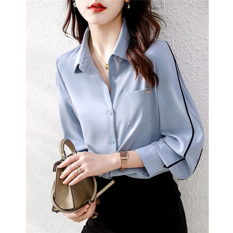 Women's Contrast Color Simple Casual Button Shirts Spring Autumn Korean Style Lapel Long Sleeve Elegant Chic Office Lady Blouses
Women's Contrast Color Simple Casual Button Shirts Spring Autumn Korean Style Lapel Long Sleeve Elegant Chic Office Lady Blouses