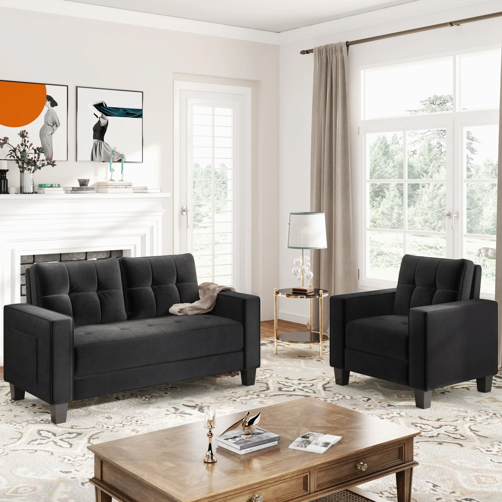 Morden Style Couch Furniture Upholstered Armchair and Loveseat for Home or Office (1+2 Seat)
Morden Style Couch Furniture Upholstered Armchair and Loveseat for Home or Office (1+2 Seat)