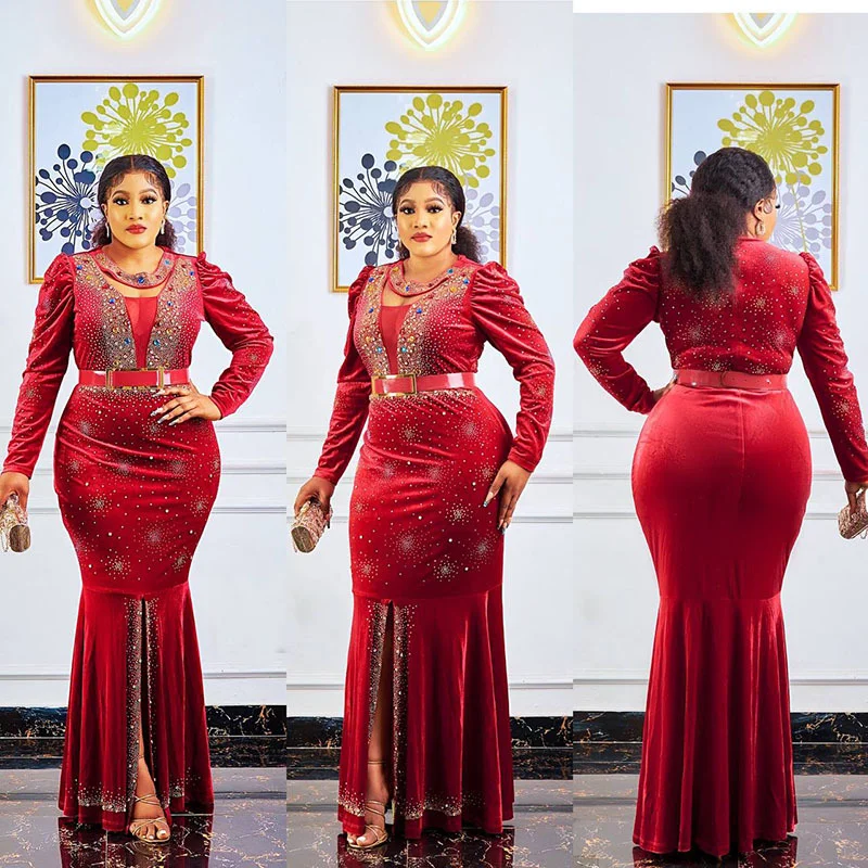 Plus Size Luxury Velvet Wedding Evening Dresses Women 2022 African Sexy Bodycon Mermaid Gown Dashiki Ankara Winter Outfits Robe
Plus Size Luxury Velvet Wedding Evening Dresses Women 2022 African Sexy Bodycon Mermaid Gown Dashiki Ankara Winter Outfits Robe