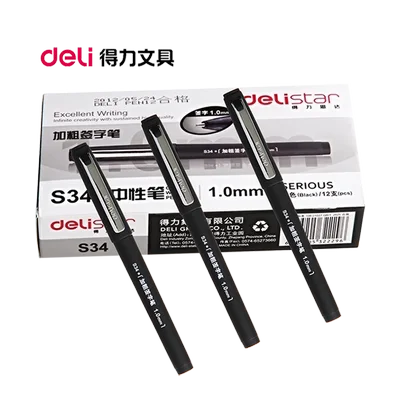 12Pcs/Box Deli S34 Black Bold Neutral Pen 1.0 mm Office Business Frosted Pen Holder Water Based Signature Pen Gel Pen
12Pcs/Box Deli S34 Black Bold Neutral Pen 1.0 mm Office Business Frosted Pen Holder Water Based Signature Pen Gel Pen