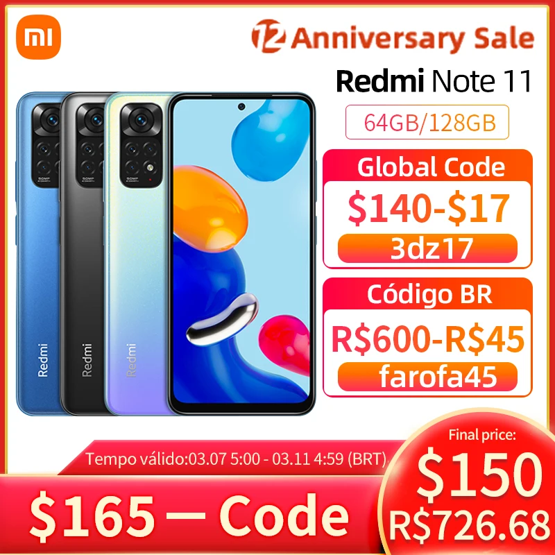 Global Version Xiaomi Smartphone Redmi Note 11 64GB/128GB Snapdragon 680 Octa Core 50MP Camera 33W Pro Fast Charging 90Hz AMOLED
Global Version Xiaomi Smartphone Redmi Note 11 64GB/128GB Snapdragon 680 Octa Core 50MP Camera 33W Pro Fast Charging 90Hz AMOLED