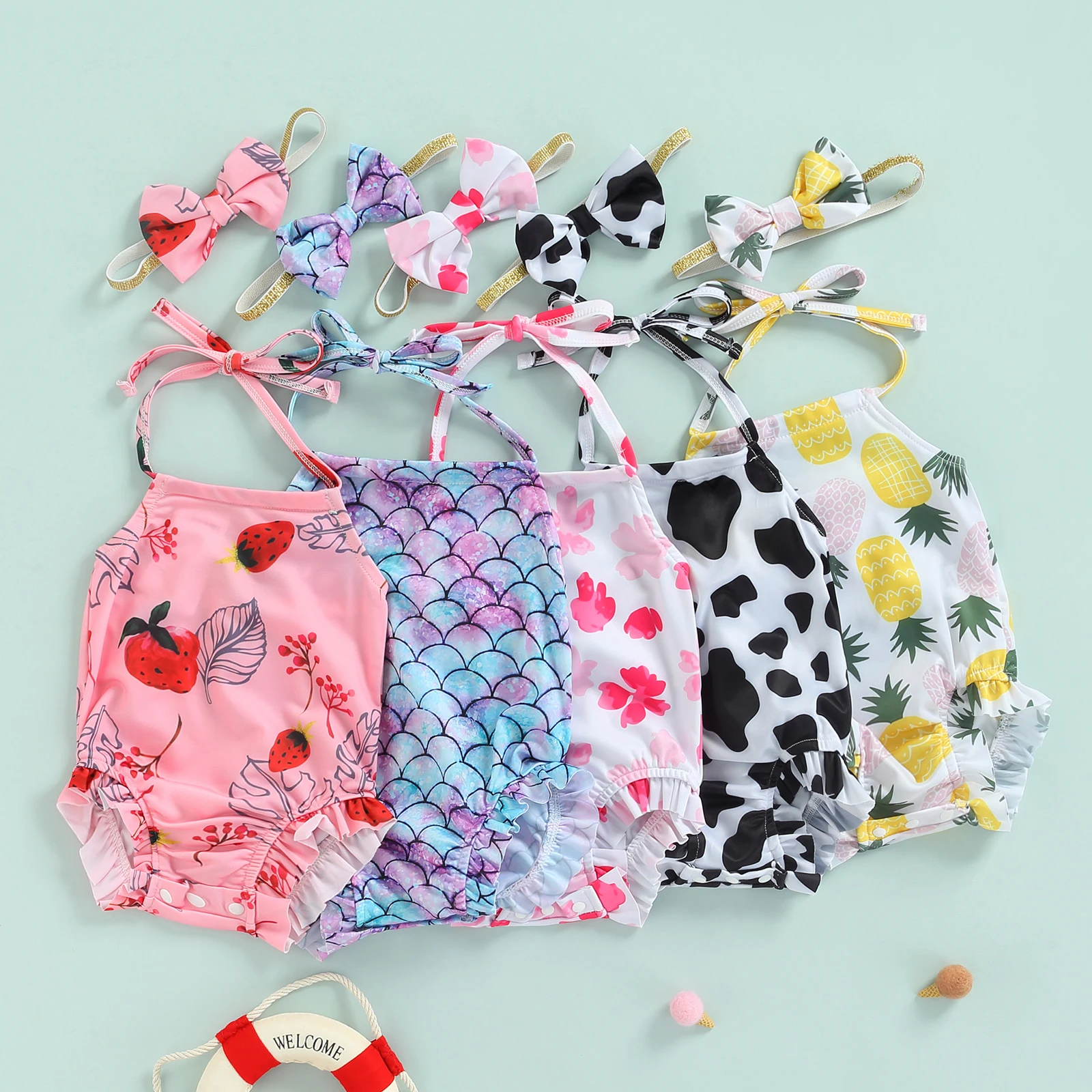 2022-02-14 Lioraitiin 2Pcs Baby Girls Swimwear Printing Halterneck Swimsuit Hairband for Toddlers 3-24 Months
2022-02-14 Lioraitiin 2Pcs Baby Girls Swimwear Printing Halterneck Swimsuit Hairband for Toddlers 3-24 Months