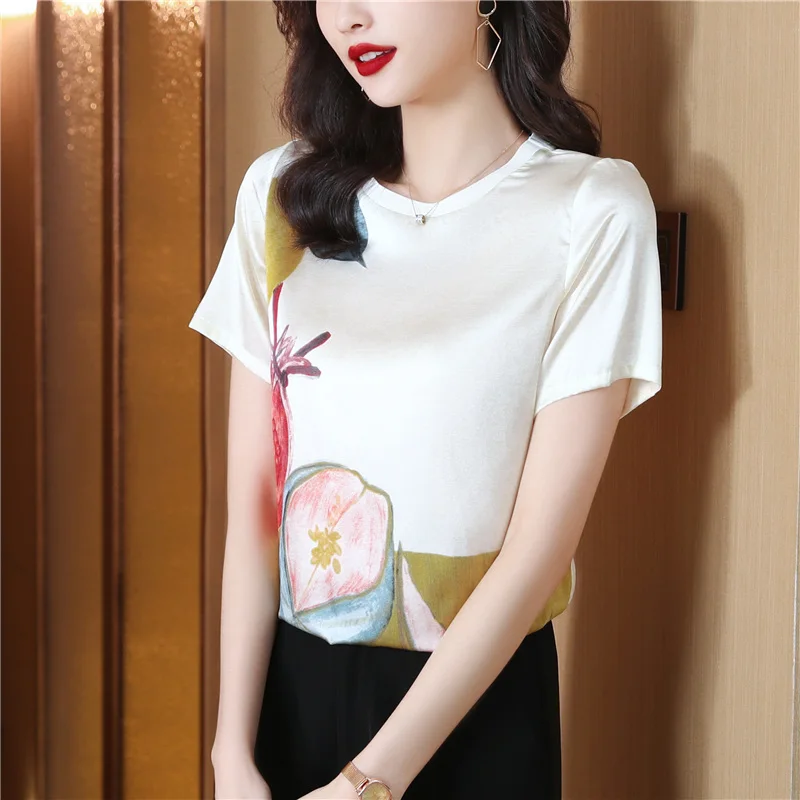 Cotton Large Size Women's T-shirt Summer Silk Top Printing Short Sleeve 2022 New Tees Female Fashion O-Neck Casual Clothes
Cotton Large Size Women's T-shirt Summer Silk Top Printing Short Sleeve 2022 New Tees Female Fashion O-Neck Casual Clothes