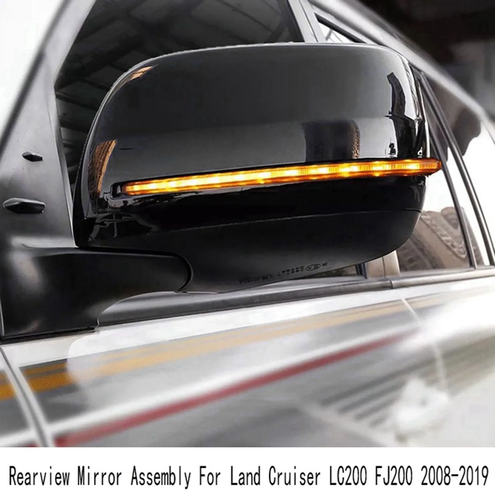 

1Pair Black Flowing LED Side Rear-View Mirror Cover Mirror Assembly for Toyota Land Cruiser LC200 FJ200 2008-2019