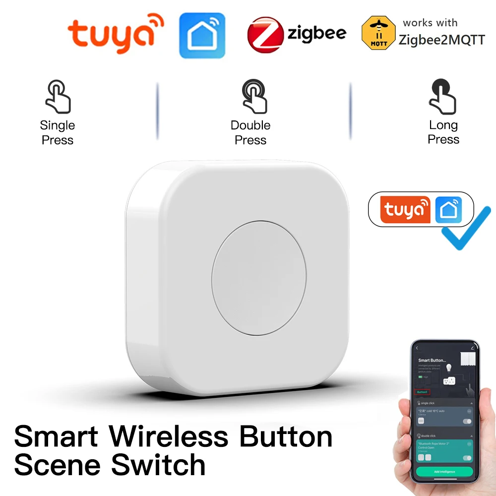 Tuya ZigBee Беспроводной Кнопочный Переключатель
Tuya ZigBee Беспроводной Кнопочный Переключатель