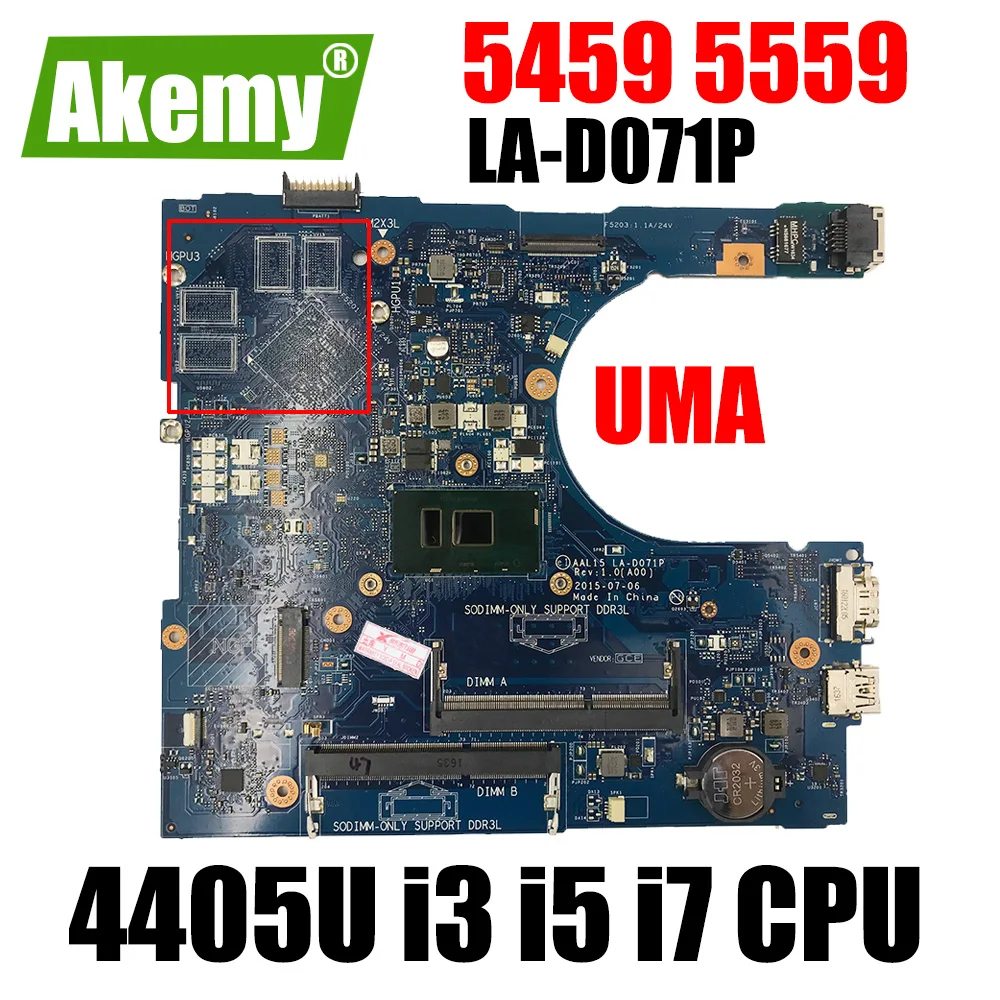 LA-D071P FOR dell Inspiron 14 5459 15 5559 5759 Notebook Motherboard CN-088XGN HDMI Mainboard w/ 3855U 4405U i3 i5 i7 6th Gen
LA-D071P FOR dell Inspiron 14 5459 15 5559 5759 Notebook Motherboard CN-088XGN HDMI Mainboard w/ 3855U 4405U i3 i5 i7 6th Gen
