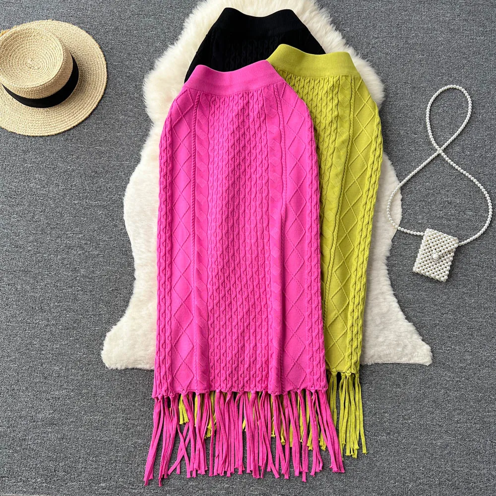 Женская трикотажная юбка средней длины, прямая трикотажная юбка средней длины с бахромой и высокой талией в корейском ретро-стиле
Женская трикотажная юбка средней длины, прямая трикотажная юбка средней длины с бахромой и высокой талией в корейском ретро-стиле