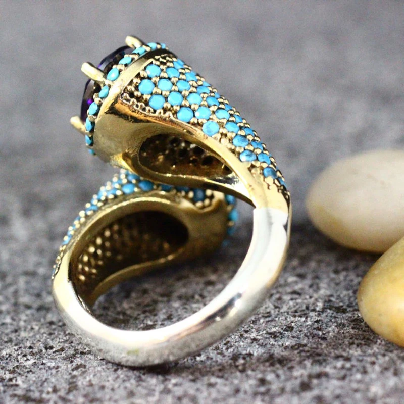 Винтажное Открытое кольцо золотого цвета с бусинами для женщин и девушек панк