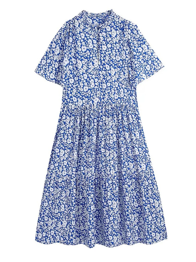 Evfer Womens Elegant Flower Print Blue Loose Dresses Chic Lady Short Sleeve High Waist Long Dress Girls O-Neck Casual Dress
Evfer Womens Elegant Flower Print Blue Loose Dresses Chic Lady Short Sleeve High Waist Long Dress Girls O-Neck Casual Dress
