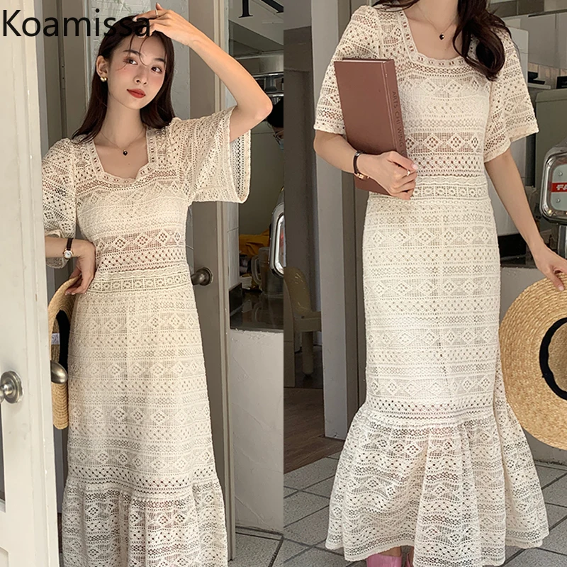 Koamissa Elegant Women Lace Maxi Dress Puff Sleeve Korean High Waist Summer Bodycon Dresses Fashion Female Vestidos New Robe
Koamissa Elegant Women Lace Maxi Dress Puff Sleeve Korean High Waist Summer Bodycon Dresses Fashion Female Vestidos New Robe
