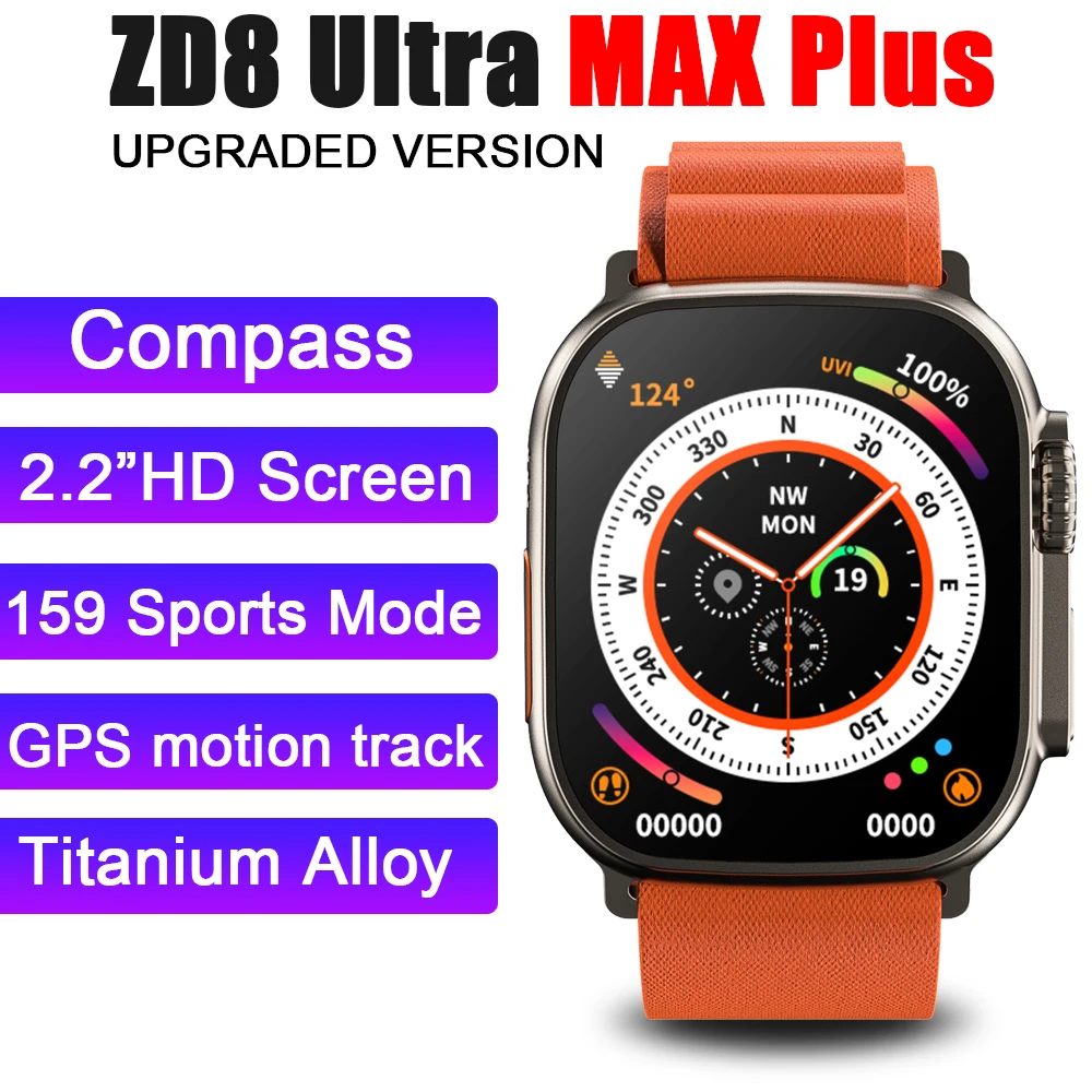 ZD8 Ultra Max Plus Smartwatch Ultra Series 8 49mm 2.2 HD Screen Bluetooth Call Compass Watches NFC IP68 Waterproof Smart Watch
ZD8 Ultra Max Plus Smartwatch Ultra Series 8 49mm 2.2 HD Screen Bluetooth Call Compass Watches NFC IP68 Waterproof Smart Watch