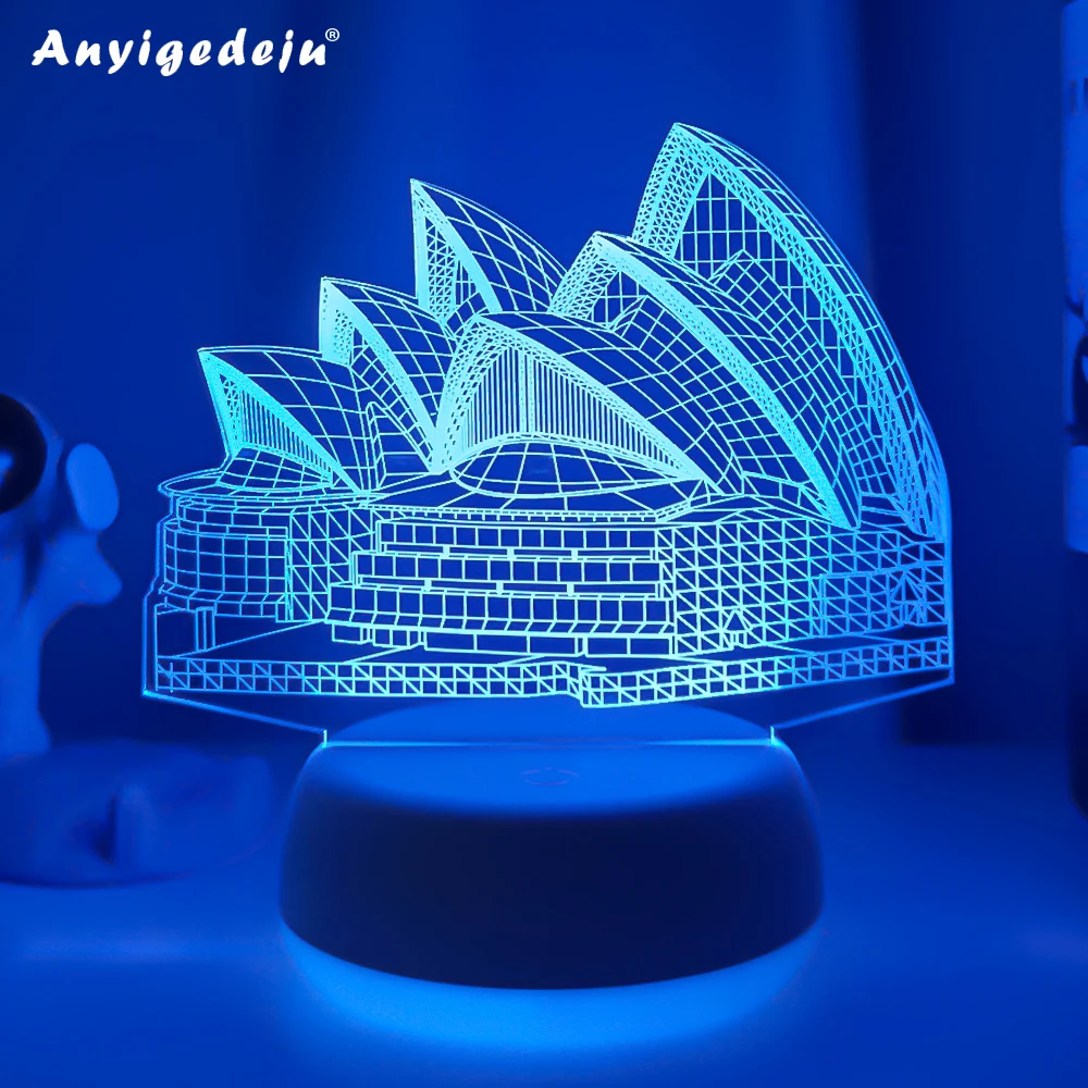 

New Sydney Opera House 3d Illusion Led Baby Night Light Color Changing Bedroom Decor Lights Unique Birthday Gift Table Usb Lamp